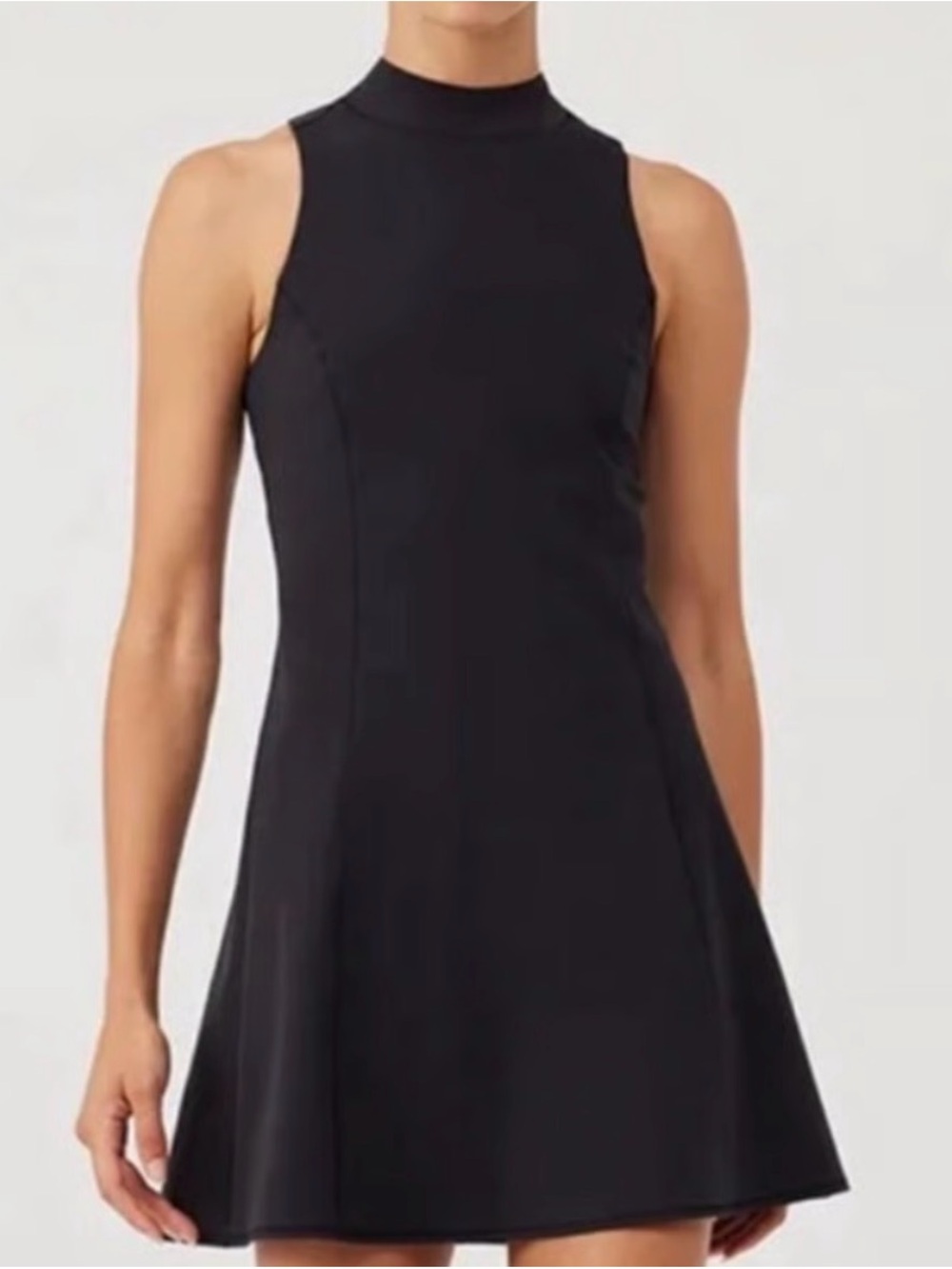 Outdoor Voices Black Sleeveless Mock-Neck Mini Dress